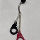 Painful Pleasures Black & Red Handcuff Dangle Navel Ring in 14G Surgical Steel