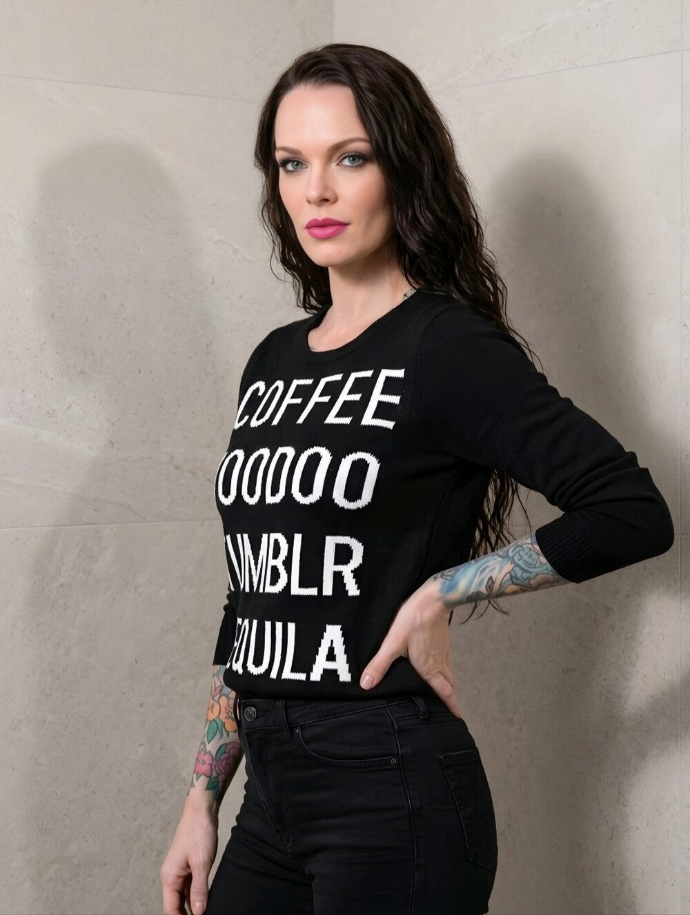 Killstar Tumblr Gothic Voodoo Coffee Tequila Pullover Knit Sweater Top Medium