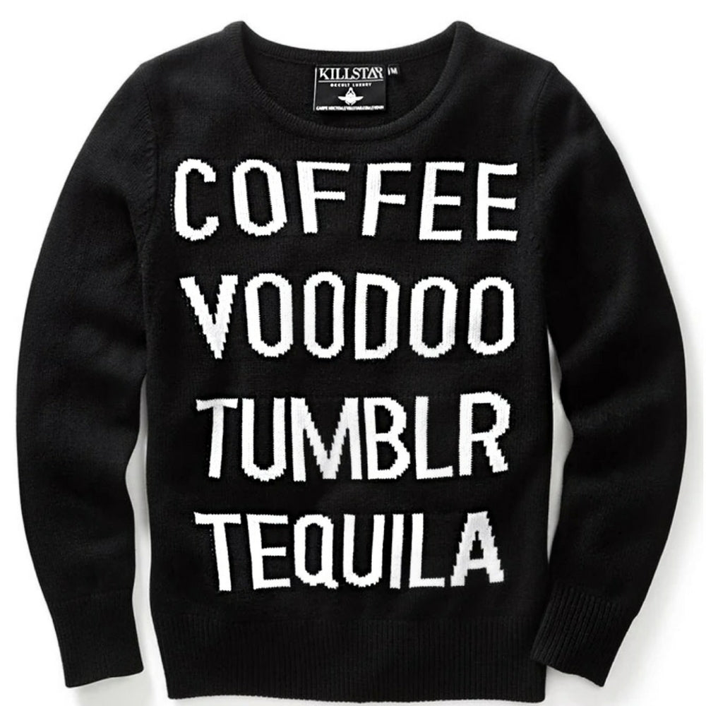 Killstar Tumblr Gothic Voodoo Coffee Tequila Pullover Knit Sweater Top Medium