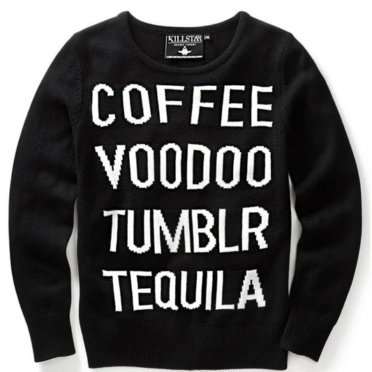 Killstar Tumblr Gothic Voodoo Coffee Tequila Pullover Knit Sweater Top Medium