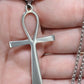 Egyptian Ankh Cross Necklace Stainless Steel Minimalist Pendant Key of Life 20"