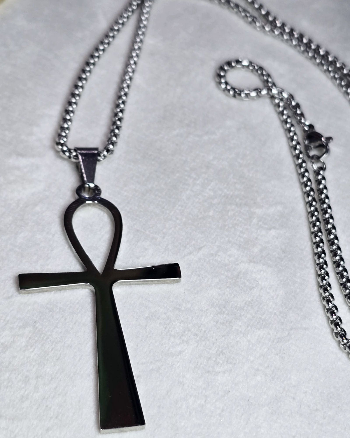 Egyptian Ankh Cross Necklace Stainless Steel Minimalist Pendant Key of Life 20"