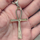 Egyptian Ankh Cross Necklace Stainless Steel Minimalist Pendant Key of Life 20"