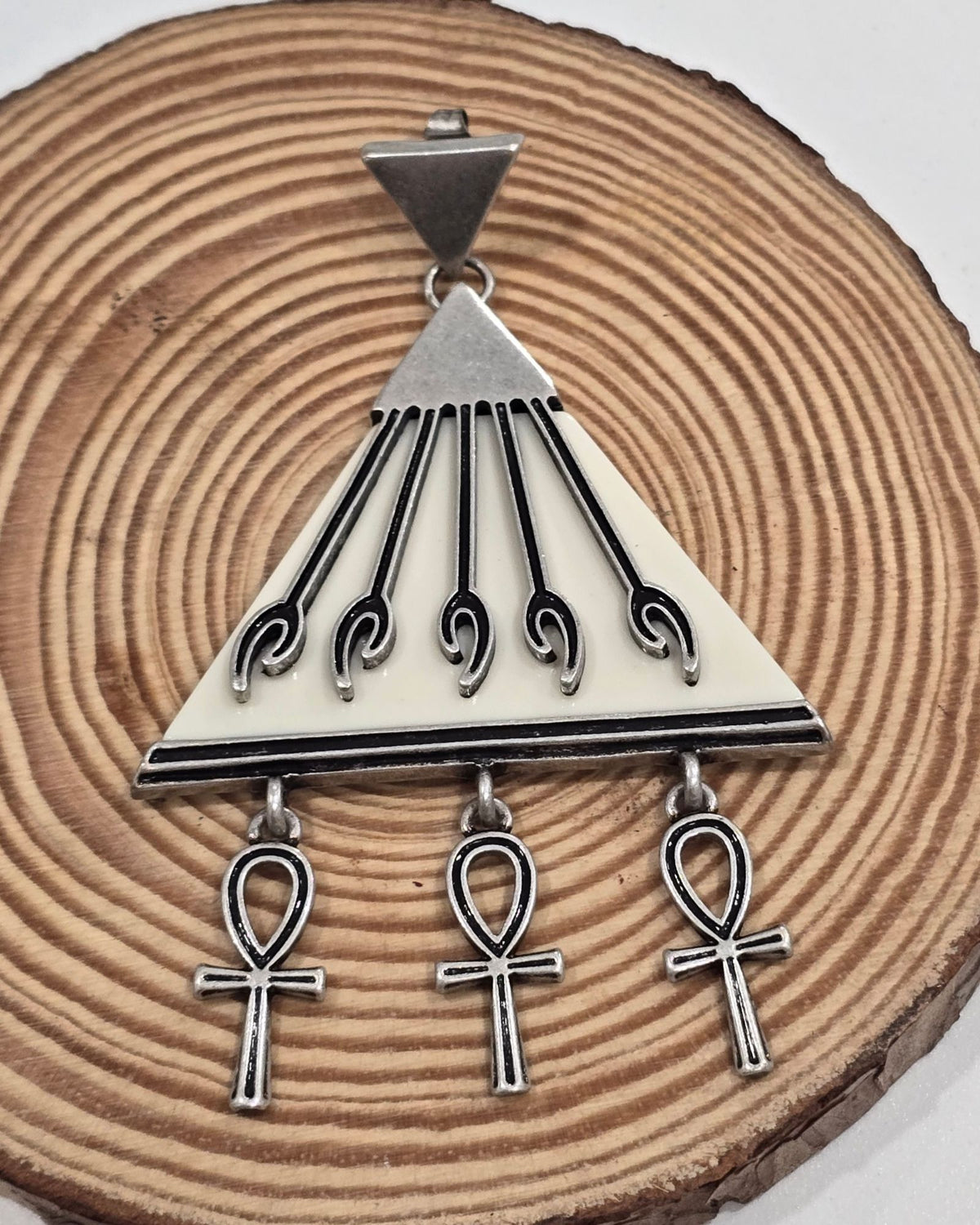 Killstar Heaven Sent Silver Egyptian Triangle Ankh Chandelier Drop Earrings