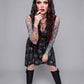Killstar Chaos Metallic Skull Hooded Cut Out Asymmetric Tunic Dress Small