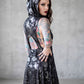 Killstar Chaos Metallic Skull Hooded Cut Out Asymmetric Tunic Dress Small