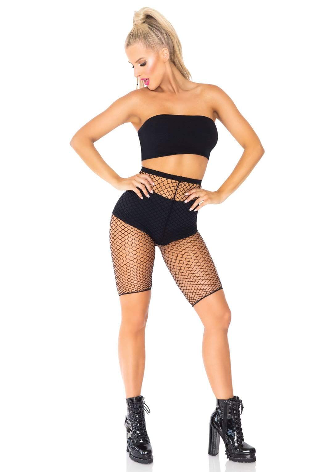 Troublemaker Fishnet Biker Shorts -  - Hosiery