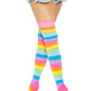 Leigh Rainbow Thigh High Stockings - Neon Striped Stockings - Colorful Hosiery -  - Thigh High Stockings