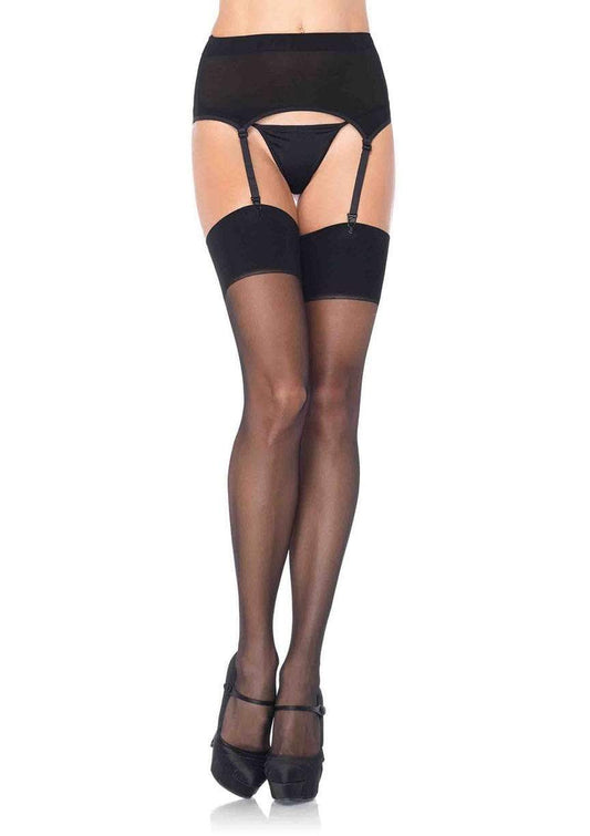 Plus Zara Sheer Garter Belt Stockings -  - Hosiery