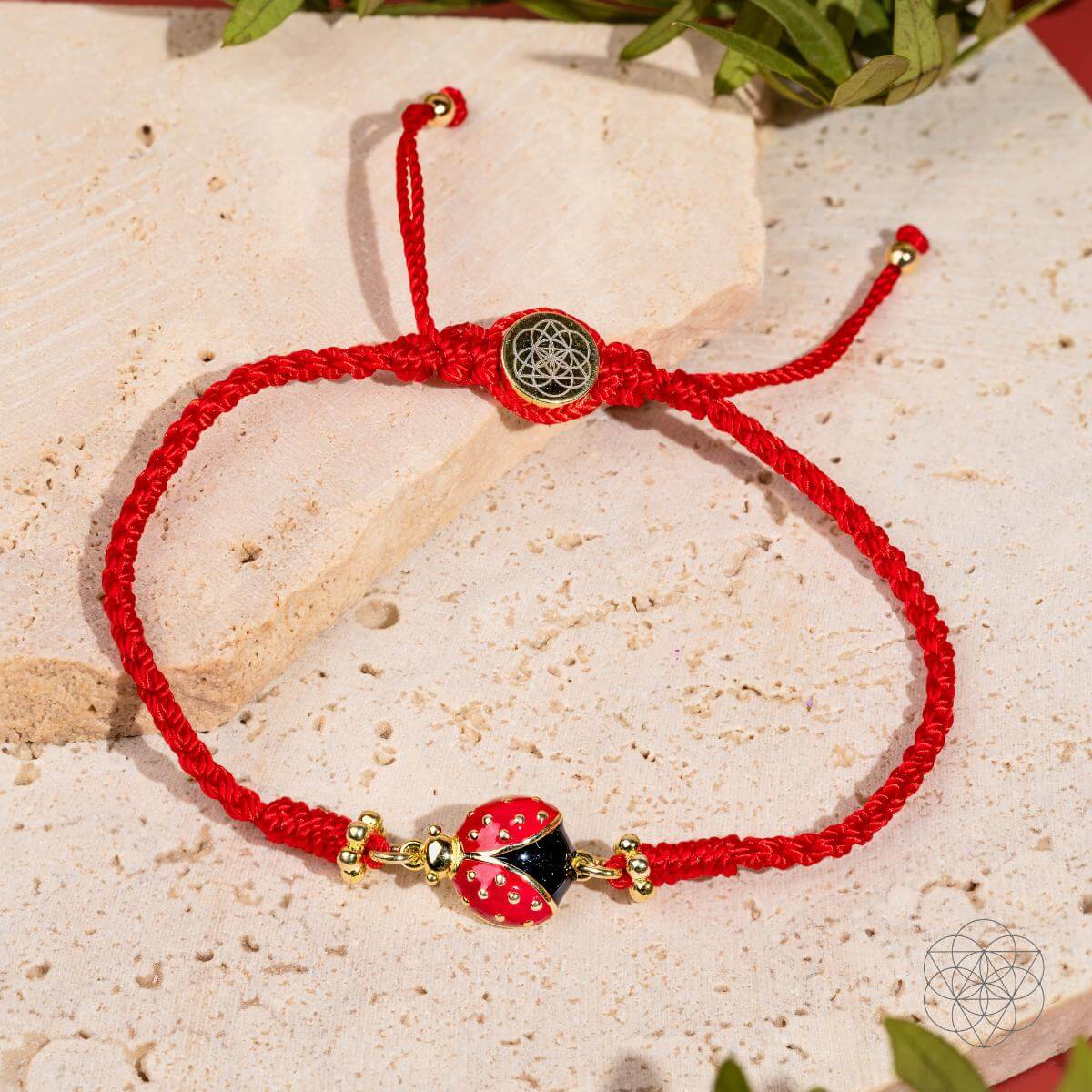 Lucky Ladybug - Four-Strand Red String Bracelet -  - Bracelet
