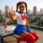 Sea Me Shine Sailor Moon Costume Set with Sheer Mesh Top & Pleated Mini Skirt