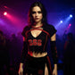 Go Devils Costume Set in Red & Black with Top, Skirt, Jacket & Leg Warmers