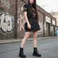 Black Denim Wrap Mini Skirt with Attached Pocket Clip Belt