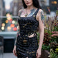 Starry Night One-Shoulder Bustier & Midi Skirt Set with Side Boning