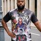 RageOn Horror Movie Icons All Over Print Tee Shirt Haunted Fire Portrait 5X