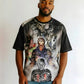 RageOn Horror Movie Icons All Over Print Tee Shirt Haunted Fire Portrait 5X