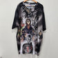 RageOn Horror Movie Icons All Over Print Tee Shirt Haunted Fire Portrait 5X