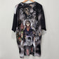 RageOn Horror Movie Icons All Over Print Tee Shirt Haunted Fire Portrait 5X