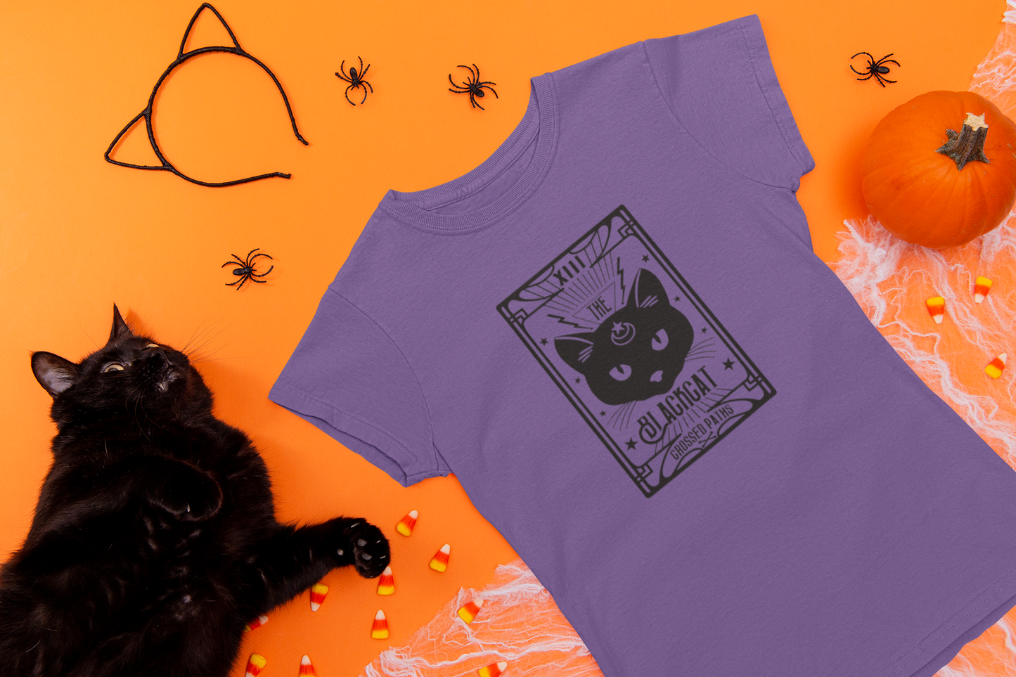 Black Cat Tarot Card Tee - Unisex Shirt -  - Shirts