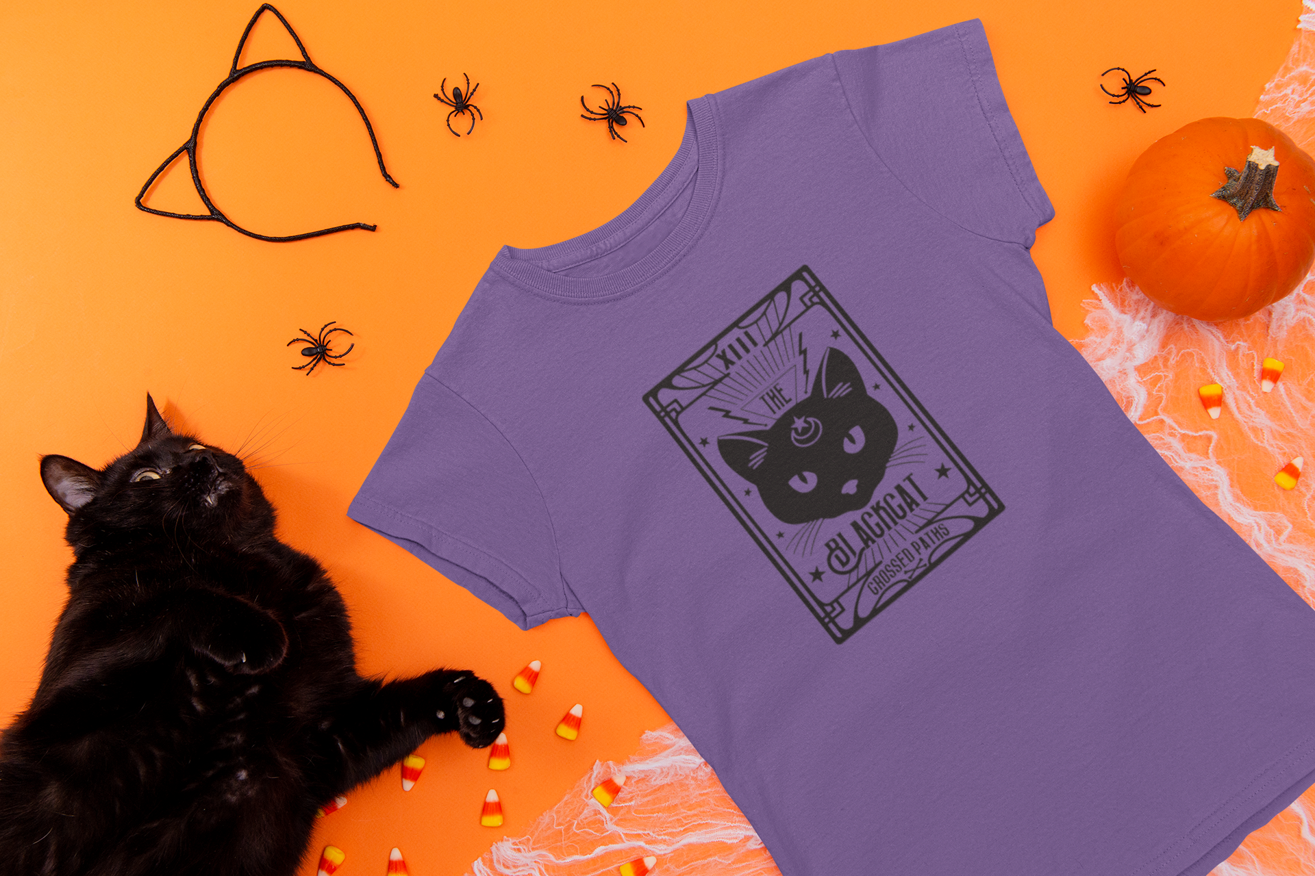 Black Cat Tarot Card Tee - Unisex Shirt -  - Shirts