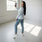 No Hours ✦ Mushroom Graphic Long Sleeve Tee ✦ Light Blue Crew Neck Skate Core S