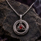 Celtic Triquetra Necklace Stainless Steel Red Cabochon Trinity Pendant 20"
