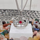 Celtic Triquetra Necklace Stainless Steel Red Cabochon Trinity Pendant 20"