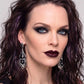 Killstar Drop of Faith Black Silver Goth Cross Dangle Shield Earrings
