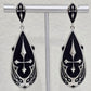 Killstar Drop of Faith Black Silver Goth Cross Dangle Shield Earrings