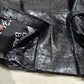 BADEE Faded Vegan Leather Croc Texture Crop Jacket Oversized Hook Front