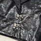 BADEE Faded Vegan Leather Croc Texture Crop Jacket Oversized Hook Front