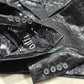 BADEE Faded Vegan Leather Croc Texture Crop Jacket Oversized Hook Front