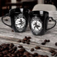 Witch & Warlock Black China Mug Set W/ Matching Coasters Moon & Bat Design -  - Cups