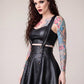 Killstar Marked High Waisted Mini Skirt Suspender Faux Leather Skater XS