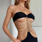 Ultra Sexy Black Chain Drape Dress with Hardware Detail