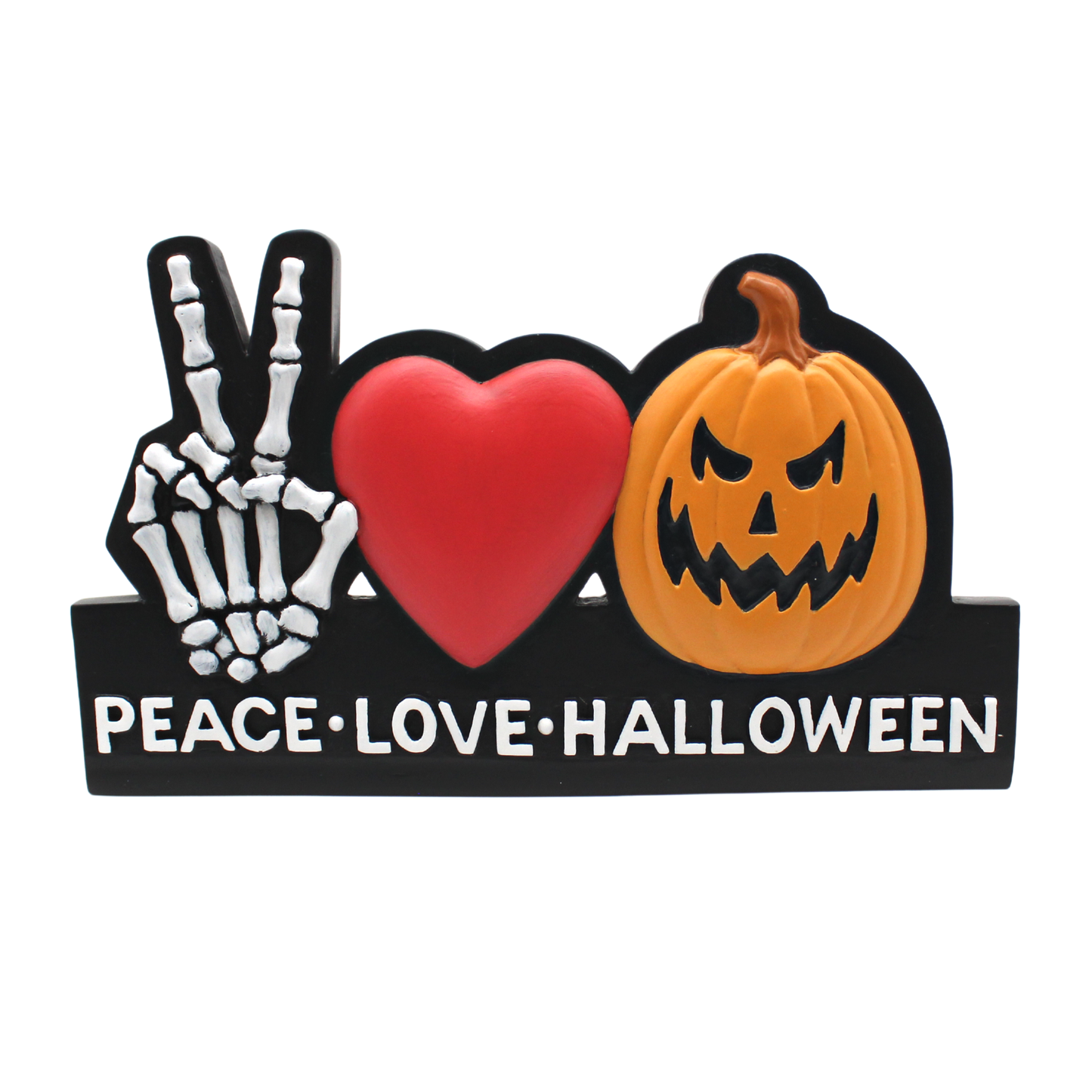 Peace Love Halloween Plaque - Retro Halloween Decor - Hippie Halloween Sign