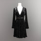 Nyx - Bell Sleeved Velvet Damask Dress with Harness - READY TO SHIP! -  - 