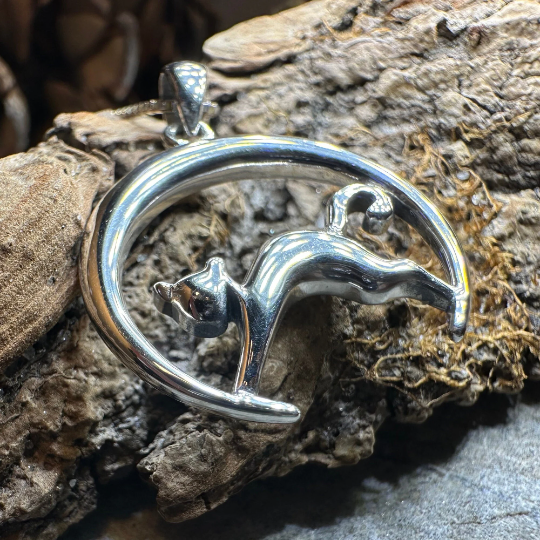 Crescent Moonrise Cat Necklace -  - Pendant