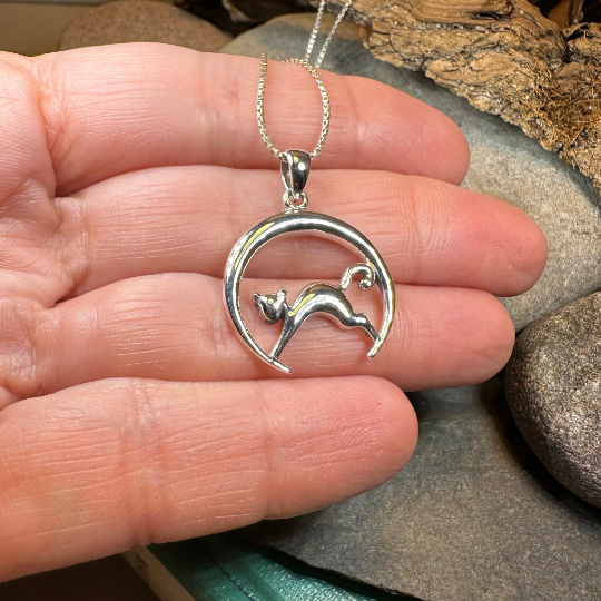 Crescent Moonrise Cat Necklace -  - Pendant