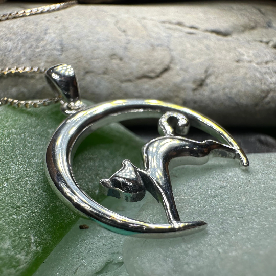 Crescent Moonrise Cat Necklace -  - Pendant