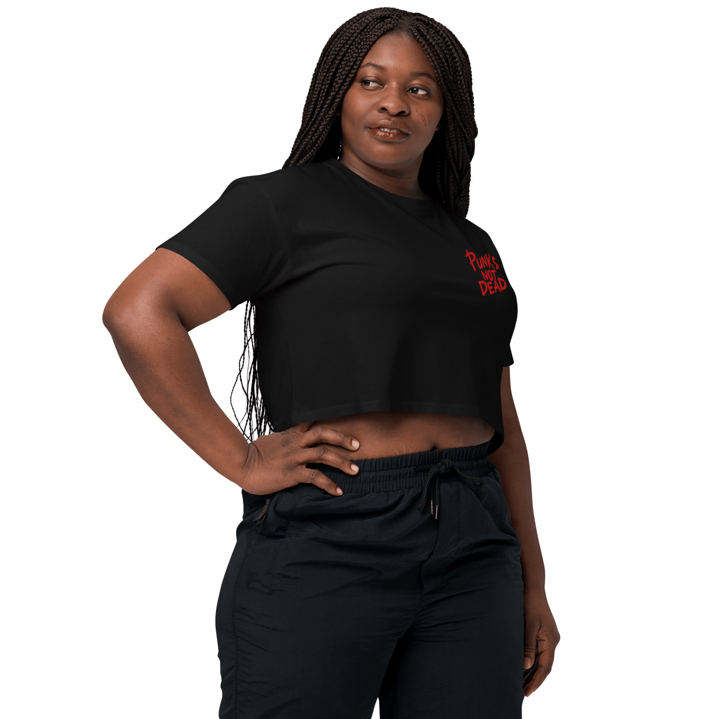 Punk's Not Dead Embroidered Crop Top