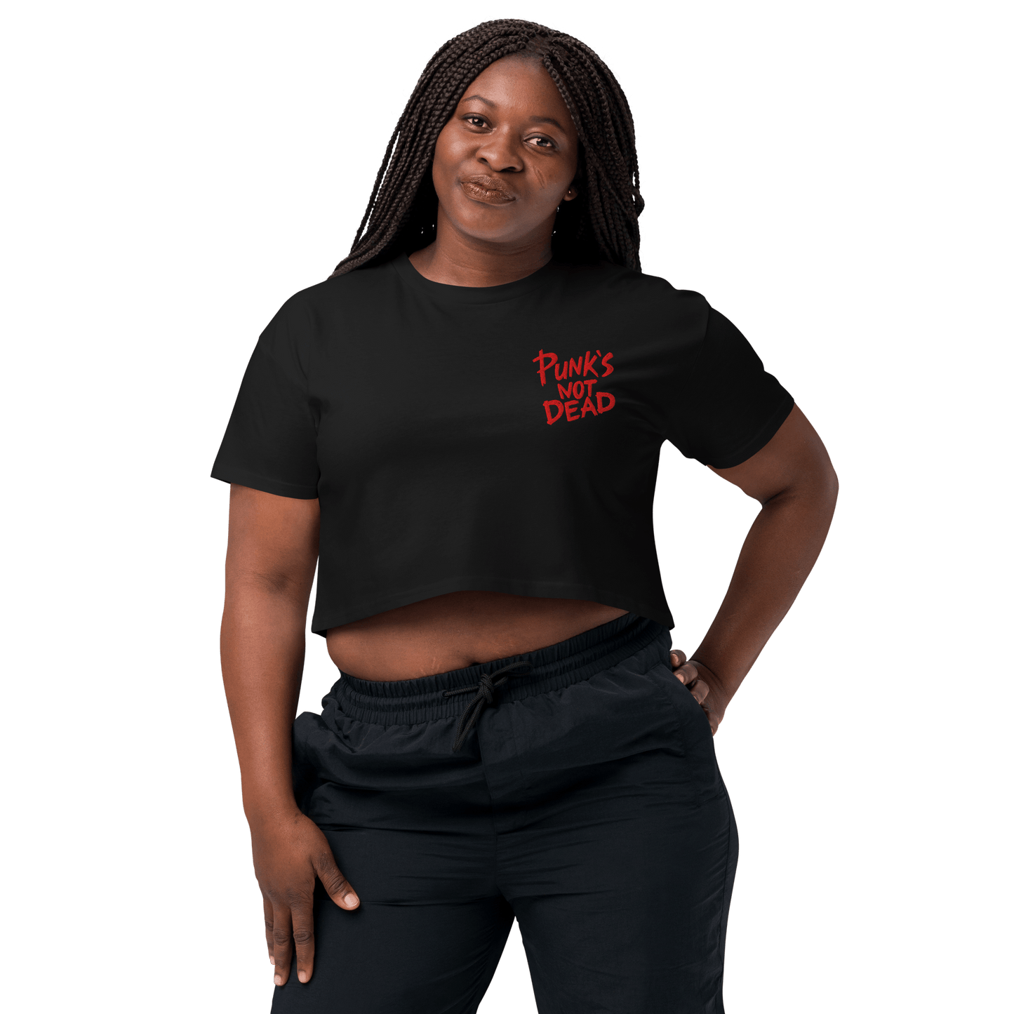 Punk's Not Dead Embroidered Crop Top