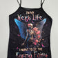 Karma Fairy Skull Angel Wings Double Sided Cami Top Goth Festival Shirt L New