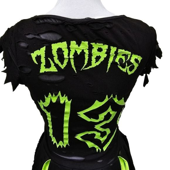 Z‑O‑M‑B‑I‑E Cheerleader Costume – Distressed Pleated Raw Hem XS