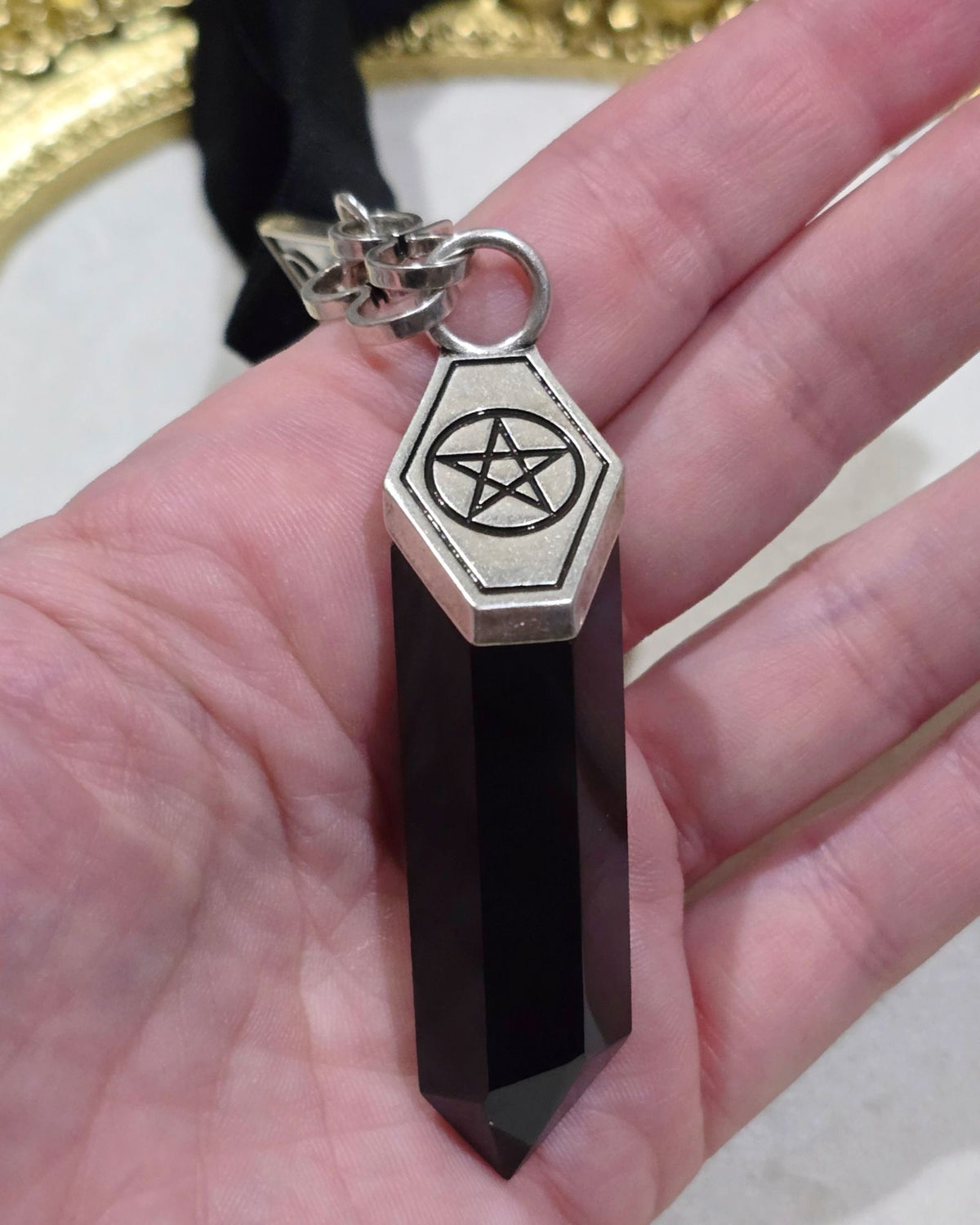 Killstar Wiccan Crystal Pendant Velvet Choker Pentagram Triquetra Necklace
