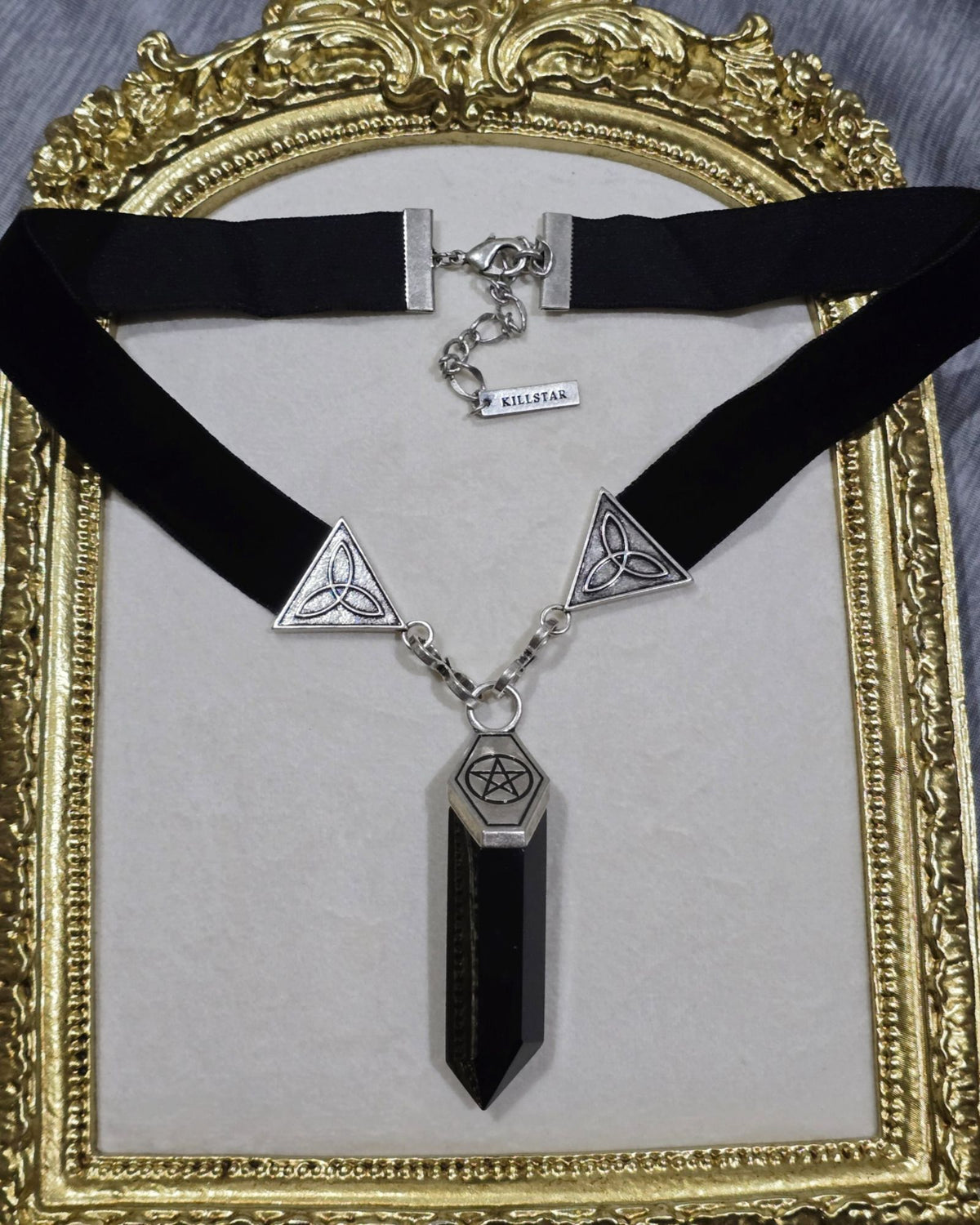 Killstar Wiccan Crystal Pendant Velvet Choker Pentagram Triquetra Necklace