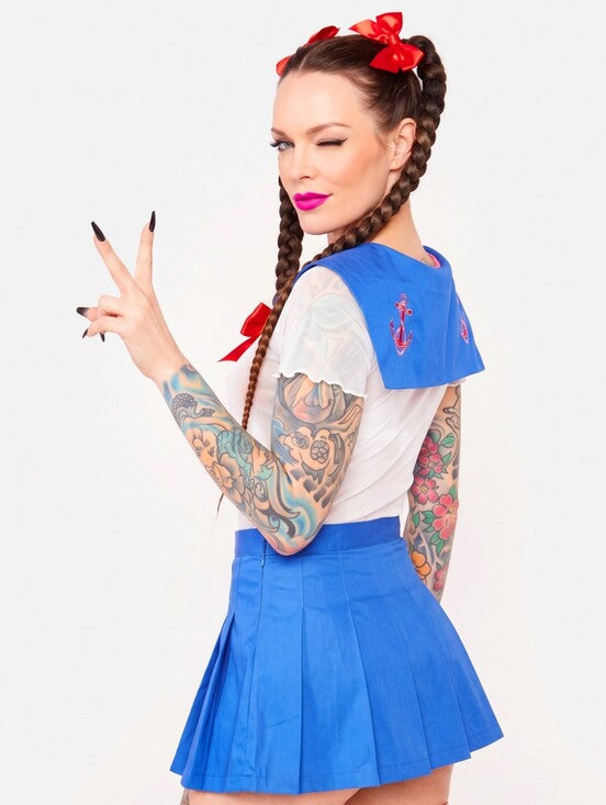 Trickz N Treatz Sailor Moon Cosplay Sheer Mesh Top Pleated Mini Skirt Set S