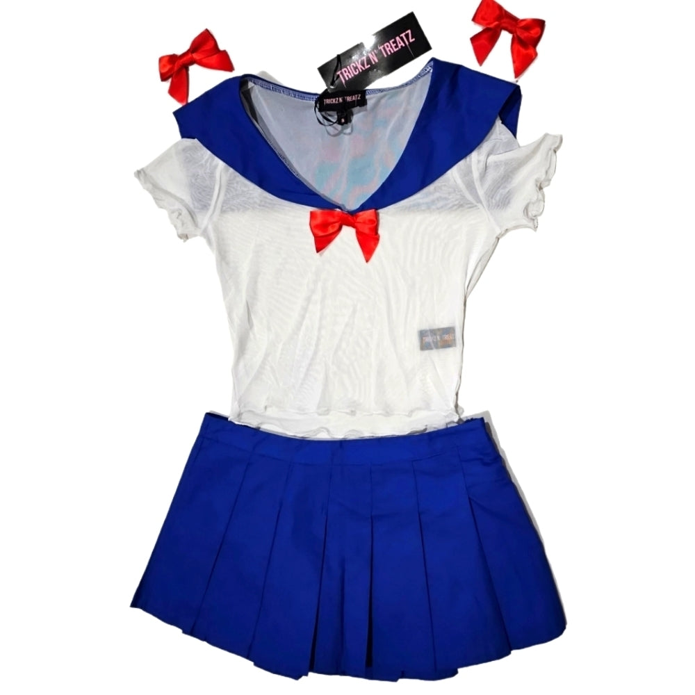 Trickz N Treatz Sailor Moon Cosplay Sheer Mesh Top Pleated Mini Skirt Set S