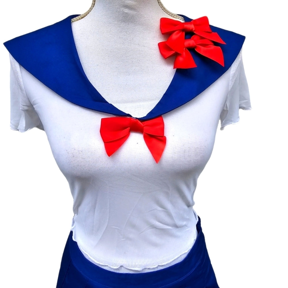 Trickz N Treatz Sailor Moon Cosplay Sheer Mesh Top Pleated Mini Skirt Set S