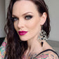 Killstar Lucid Black Gothic Pentagram Crescent Moon Crystal Chandelier Earrings